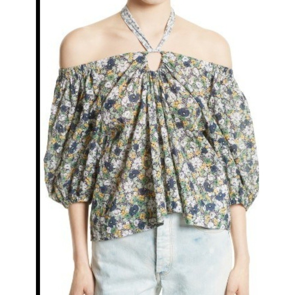 LA VIE Rebecca Taylor Suzette Off‎ Shoulder Balloon Sleeve Floral Fairy Whimsy S
